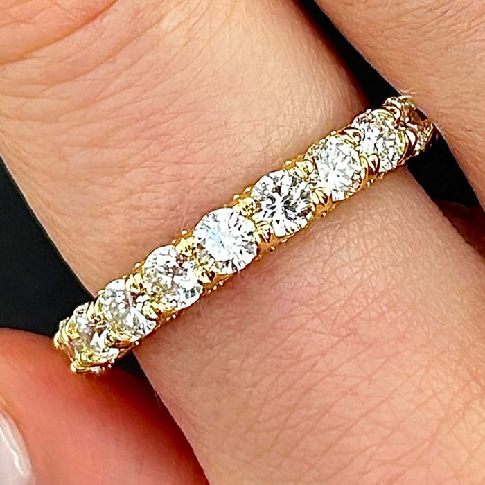 3.95CTW Lab-Grown Diamonds 18K Gold Yellow 4mm Eternity Stackable Ring Band