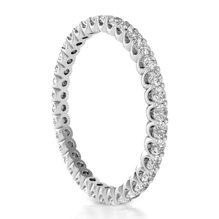0.60CTW Natural Diamond 1.8mm 18K Gold White Eternity Wedding Ring Band