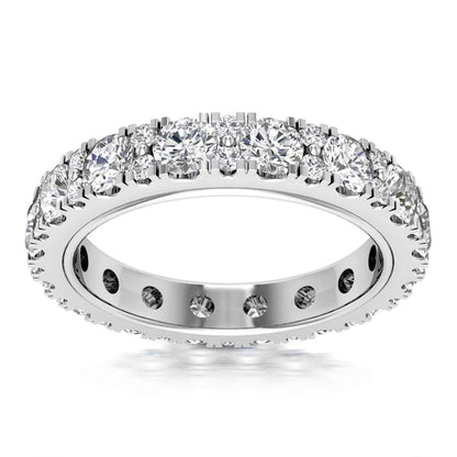 2CTW Lab-Grown Diamond French Pave 3.3mm 18K Gold White Wedding Eternity Ring