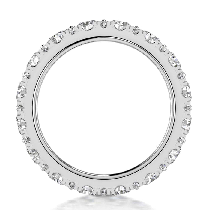 2CTW Lab-Grown Diamond French Pave 3.3mm 18K Gold White Wedding Eternity Ring