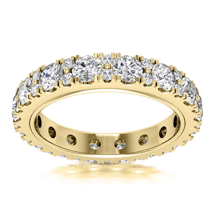 2CTW Lab-Grown Diamond French Pave 3.3mm 18K Gold Band Eternity Ring