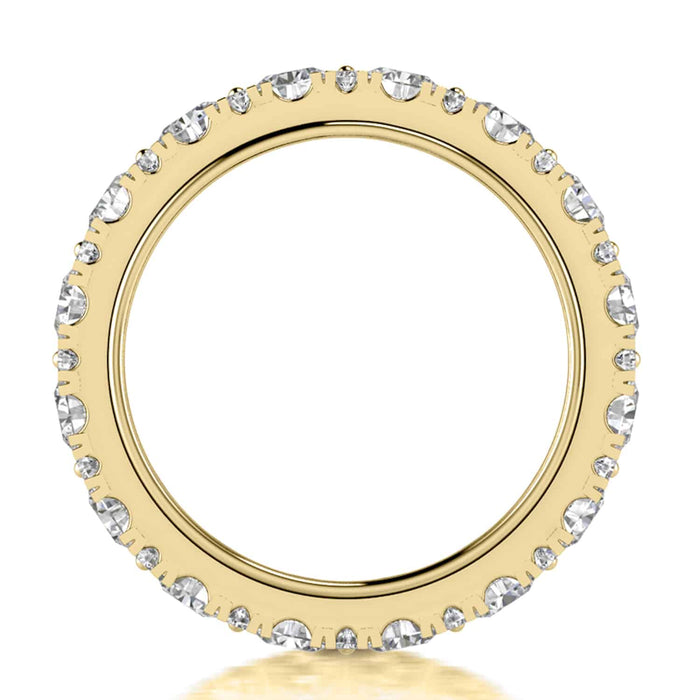 2CTW Lab-Grown Diamond French Pave 3.3mm 18K Gold Band Eternity Ring
