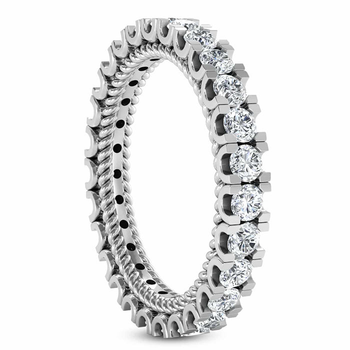 2CTW Lab-Grown Diamond French 3.5mm Twisted Rope 18K Gold White Eternity Ring