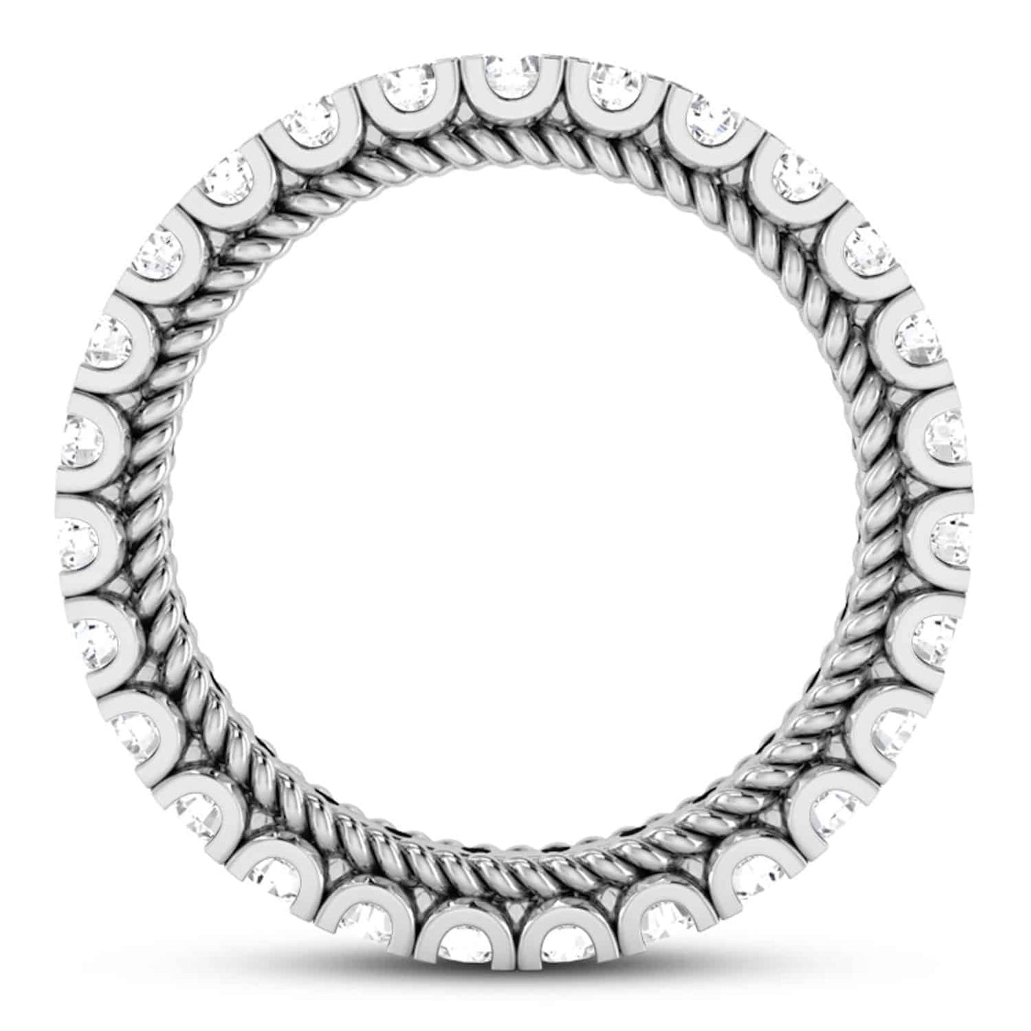 2CTW Lab-Grown Diamond French 3.5mm Twisted Rope 18K Gold White Eternity Ring