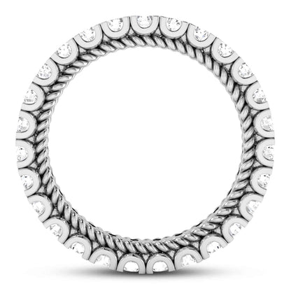 2CTW Lab-Grown Diamond French 3.5mm Twisted Rope 18K Gold White Eternity Ring