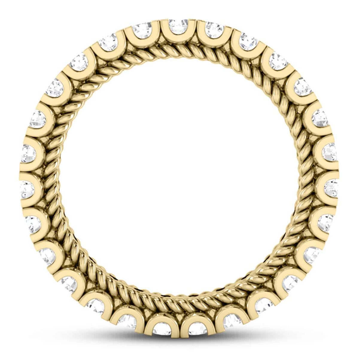 2CTW Lab-Grown Diamond French 3.5mm Twisted Rope 18K Gold Band Eternity Ring