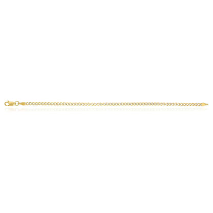 Solid 18K Gold Over Silver 2.7mm Diamond-Cut Pave Cuban Bracelet 7"-9"