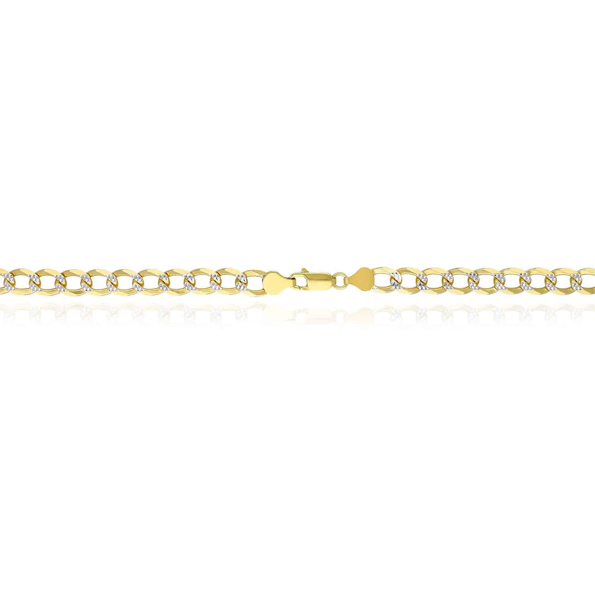 18K Gold Over Silver 8mm Diamond-Cut Pave Cuban Chain (Solid Links) 20"-26"