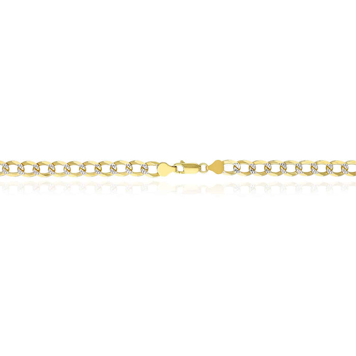 18K Gold Over Silver 8mm Diamond-Cut Pave Cuban Chain (Solid Links) 20"-26"