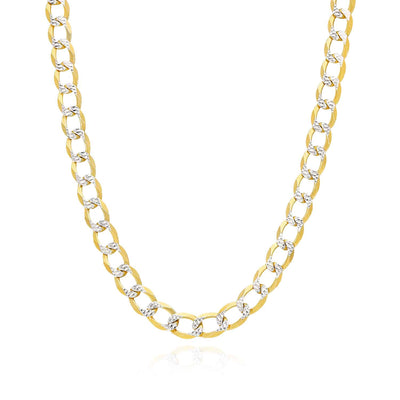 18K Gold Over Silver 8mm Diamond-Cut Pave Cuban Chain (Solid Links) 20"-26"