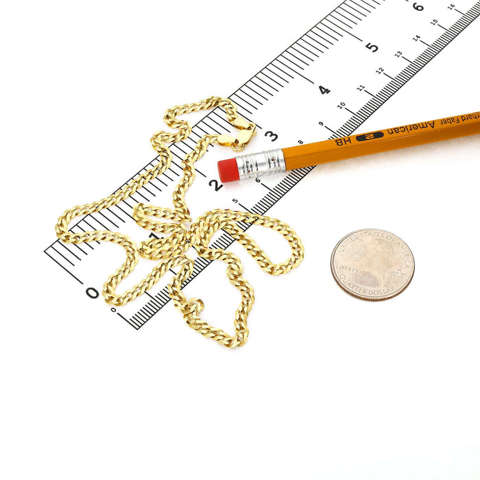 18K Gold Over Silver 3.6mm Cuban Chain (Solid Links) 16"-24"