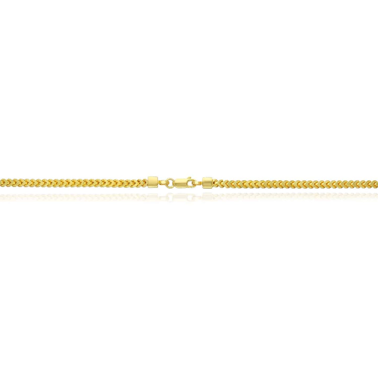 18K Gold Over Silver 3.5mm Hollow Franco Chain Necklace 20"-30"