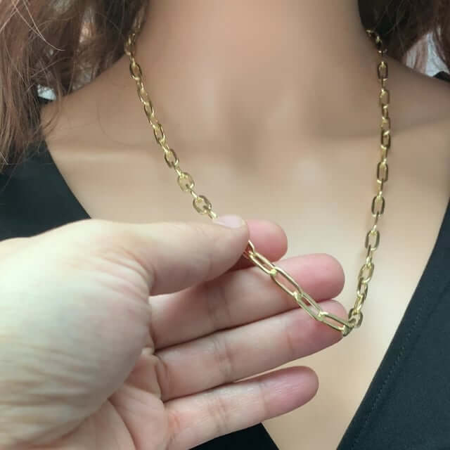 Yellow Gold Over Sterling Silver 6mm Paperclip Elongated Chain (Solid Links) 16"-24"