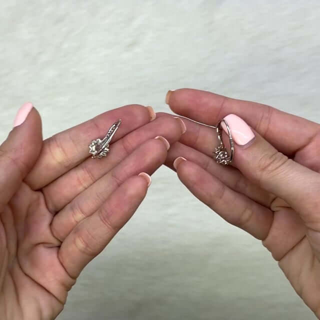 2.65Ct Round CZ French Clip Flower Earrings 925 Sterling Silver