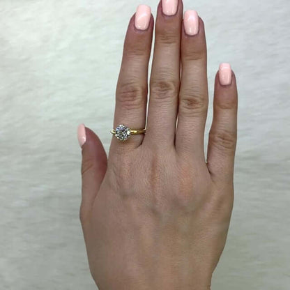 1.75Ct CZ Six-Prong Solitaire Engagement Ring In 14K Gold Yellow