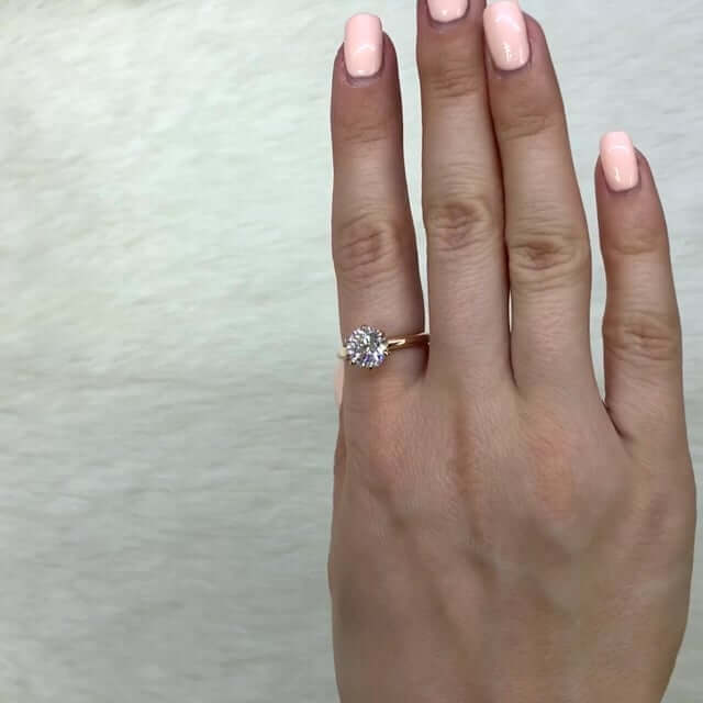 1.75CT CZ Six-Prong Solitaire 14K Rose Gold Engagement Ring