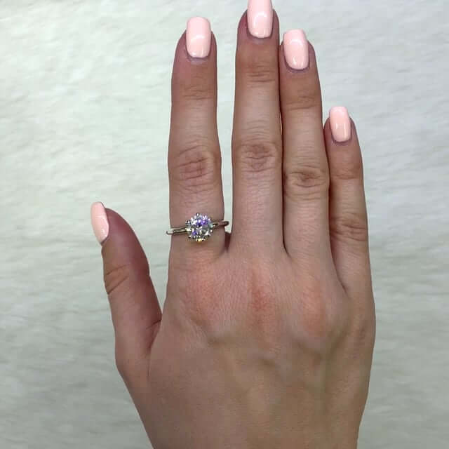 1.75CT CZ 14K Gold White 6-Prong Solitaire Engagement Ring