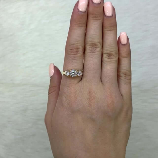 2CTW CZ Three-Stone Classic 14K Yellow Gold Engagement Ring