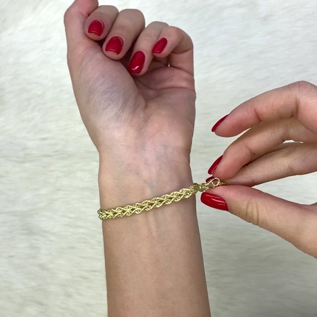10K Gold Yellow Hollow Double Rope  Bracelet 7.25"