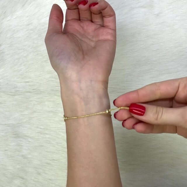 10K Yellow Gold 3 Sideways Cross Center Adjustable Bracelet