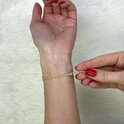 10K Yellow Gold 3 Sideways Cross Center Adjustable Bracelet