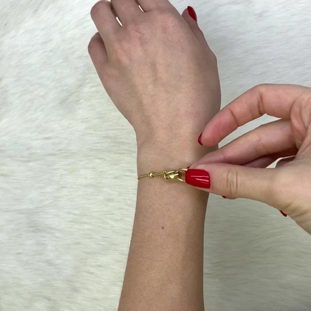 10K Gold Yellow Spiga Wheat  Adjustable Double Interlocking Bracelet