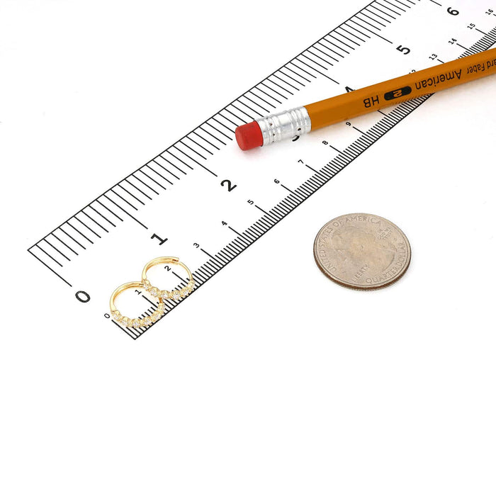 0.50Ct CZ 14K Yellow Gold White Hinged Huggie Hoop Earrings