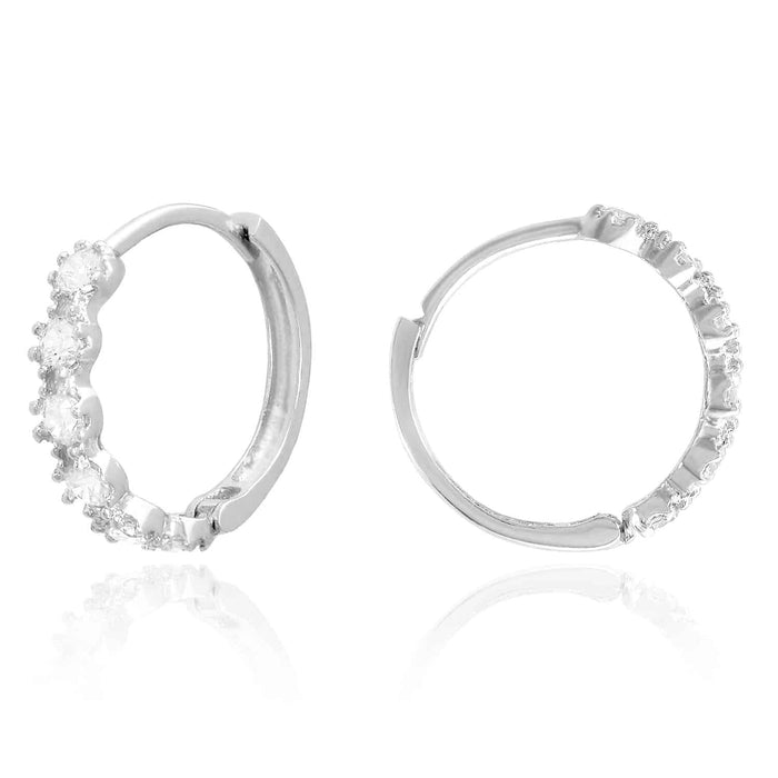0.50Ct CZ 14K Yellow Gold White Hinged Huggie Hoop Earrings