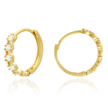 0.50Ct CZ 14k Real Gold Yellow White Hinged Huggie Hoop Earrings