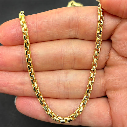 14K Gold 3mm Solid Round Box Chain 18"-30"