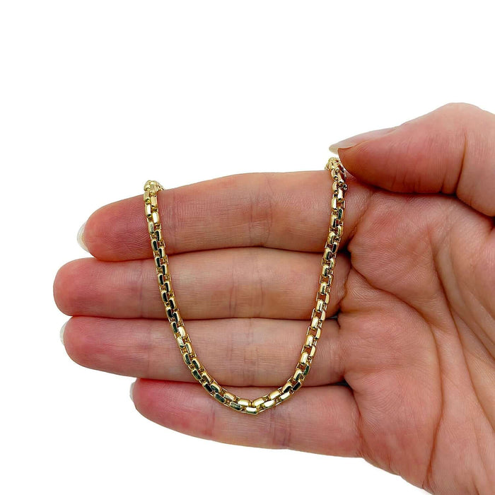 14K Yellow Gold 3mm Round Box Chain (Solid Links) 18"-30"