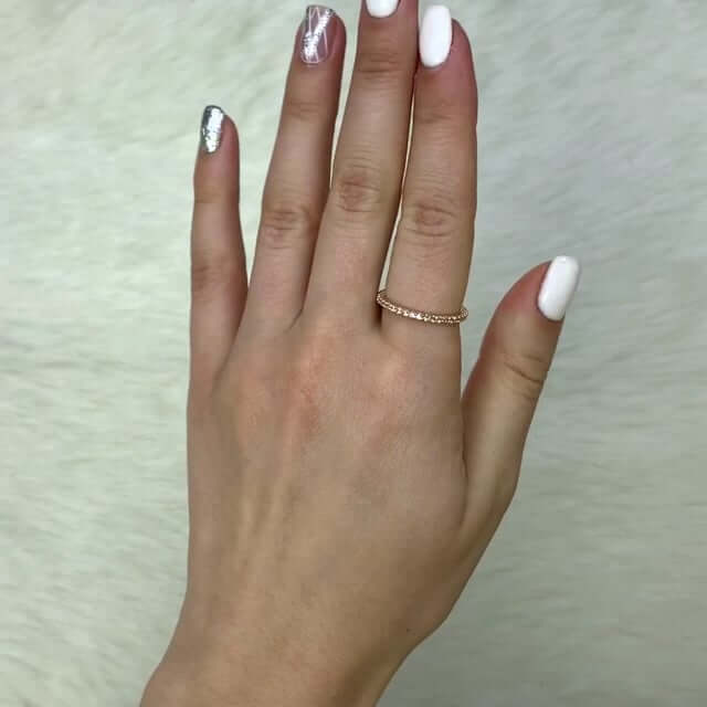 0.35CTW CZ 14K Rose Gold 1.8mm Eternity Ring Band