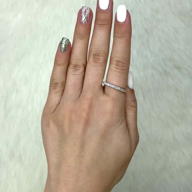 0.90CTW CZ 14K Gold White 2mm Eternity Ring