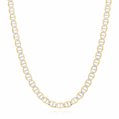 10K Yellow Gold 5mm Diamond-Cut Marine Anchor Chain (Solid Links) 20"-26"