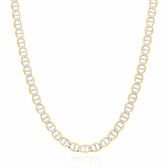10K Yellow Gold 5mm Diamond-Cut Marine Anchor Chain (Solid Links) 20"-26"