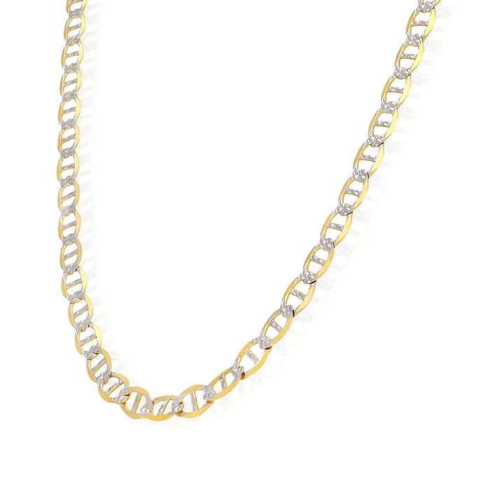 10K Yellow Gold 5mm Diamond-Cut Marine Anchor Chain (Solid Links) 20"-26"