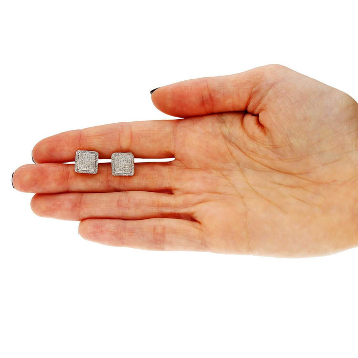 0.50Ct Natural Diamond 10K Yellow Gold Micro Pave Square Screw Back Stud Earrings