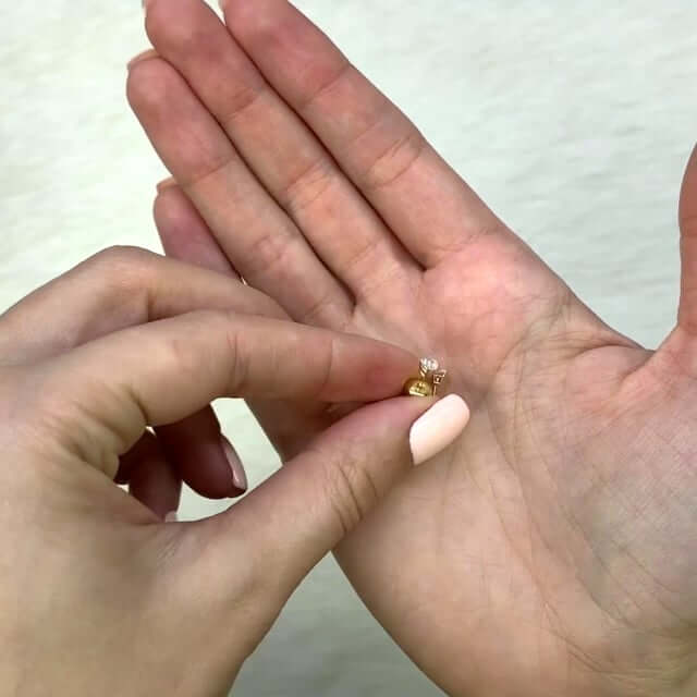 0.33CTW Natural Diamond 14K Yellow Gold Screw Back Solitary Stud Earrings 3.5mm