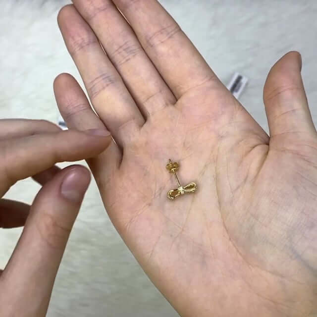 0.55CTW Lab-Grown Diamond 18K Yellow Rose White Gold Bow Stud Earrings