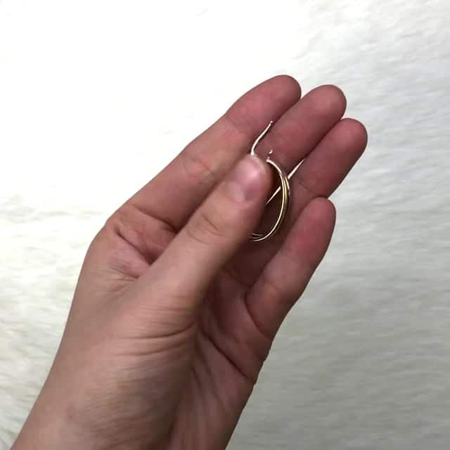 Yellow White Gold Two-Tone Over 925 Silver Shiny Double Oval Hoop Earrings