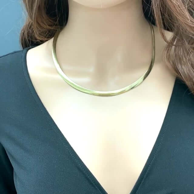 18K Yellow White Gold Over Sterling Silver Reversible 6mm Omega Chain (Solid Links) 18"