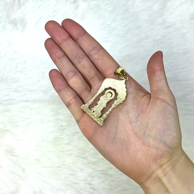 10K Yellow Gold Diamond-Cut Religious Saint Lazarus Pendant 2.5"-3.3"