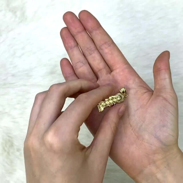 10K Gold Yellow & White Diamond-Cut Ruby Religious Saint Lazarus Pendant 1.57"