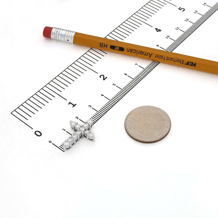 1.5Ct Natural Diamond 14K White Gold Cross Religious Pendant