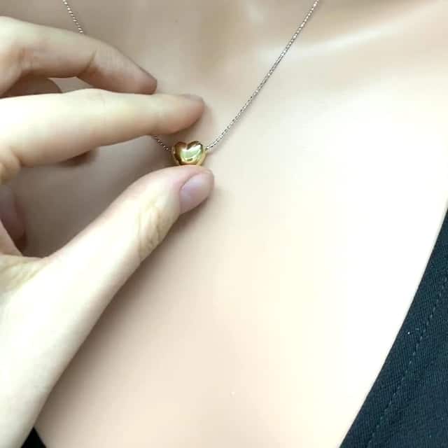 Yellow Rose White Gold Over Sterling Silver Puffed Heart Slider Necklace 18"-20" Adjustable