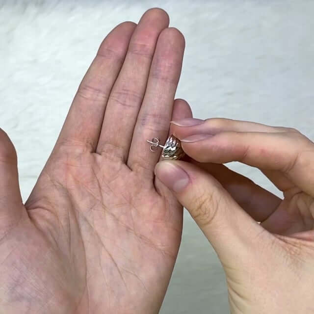 925 Sterling Silver Textured Diamond-Cut Dome Stud Earrings 14mm