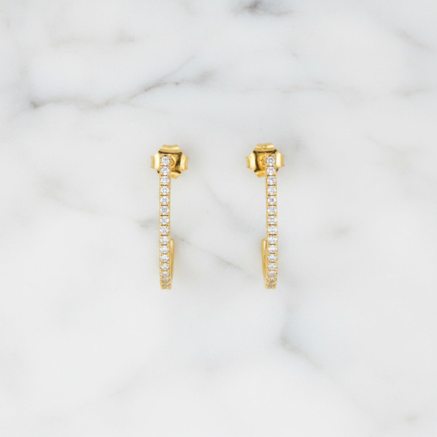 14K Yellow Gold 0.40Ct CZ Suspender J Hook Butterfly Back Earrings