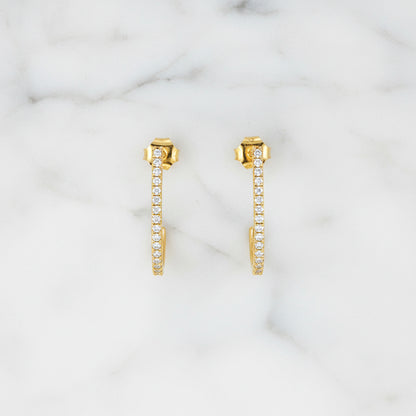 14K Yellow Gold 0.40Ct CZ Suspender J Hook Butterfly Back Earrings