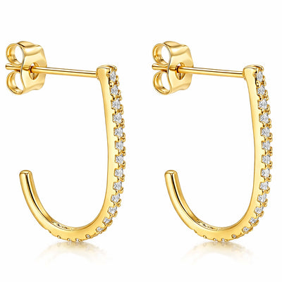 14K Yellow Gold 0.40Ct CZ Suspender J Hook Butterfly Back Earrings