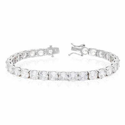 30CT CZ 14K White Gold Over Sterling Silver Tennis Bracelet 6.5"-8"
